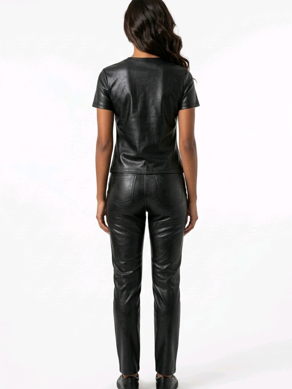 Altar'd State Black Faux Leather Straight Leg Pants High Rise 30"Waist 30"Inseam